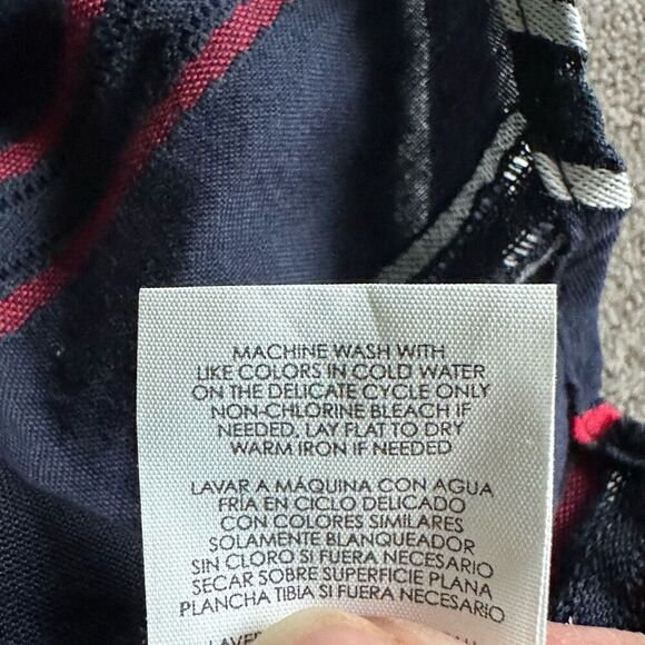 CAbi Striped Crew Neck Balloon LS Flag Blouse Womens M Blue Red White USA Flag - Picture 7 of 10